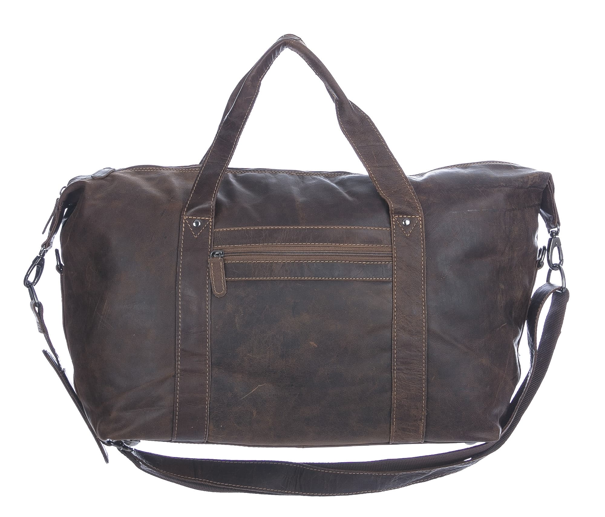 Borsa da viaggio TEVERE in vero pellame ingrassato nabuk, TESTA DI MORO, CHIAROSCURO