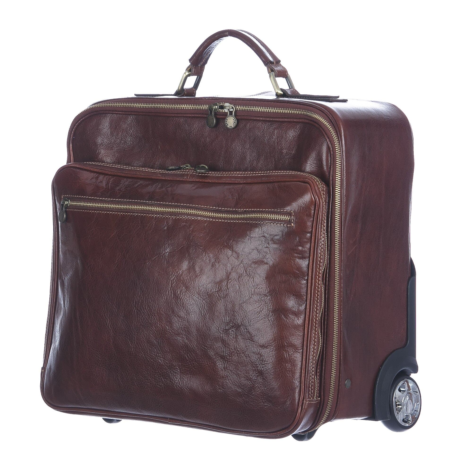 Borsa da viaggio PANARO in vera pelle primo fiore, TESTA DI MORO
