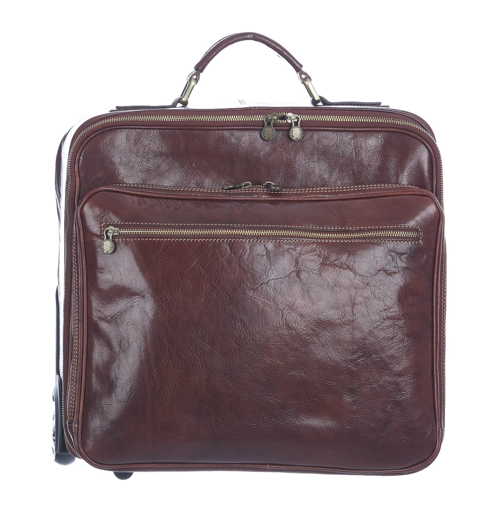 Borsa da viaggio PANARO in vera pelle primo fiore, TESTA DI MORO