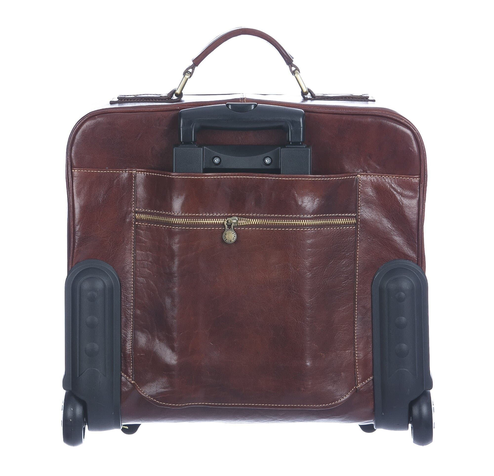 Borsa da viaggio PANARO in vera pelle primo fiore, TESTA DI MORO