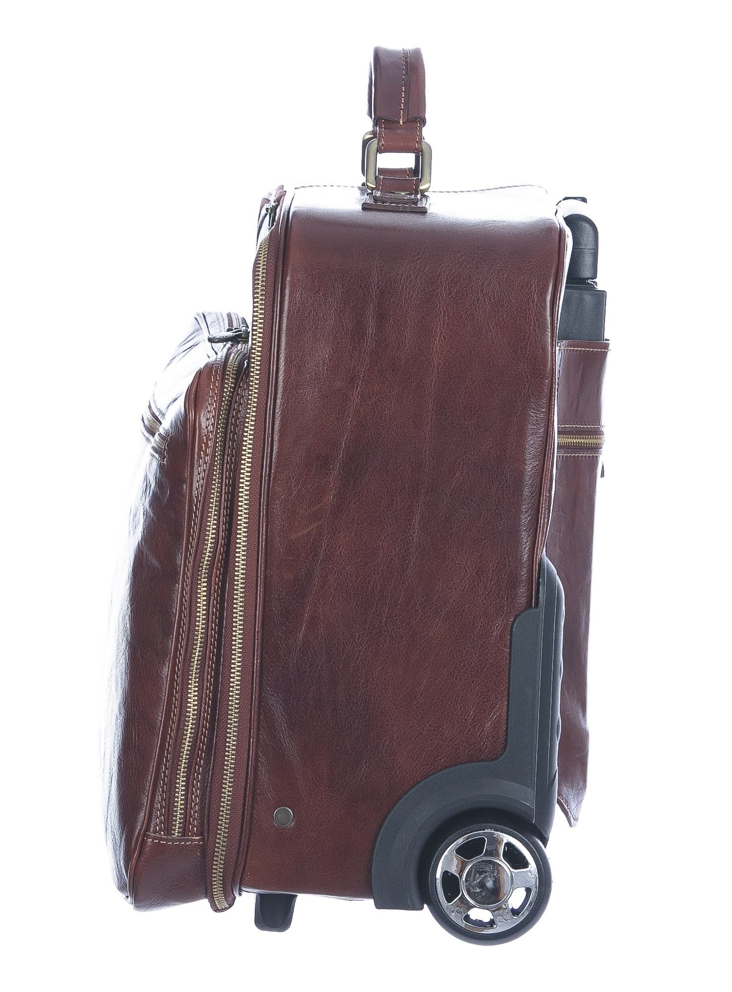 Borsa da viaggio PANARO in vera pelle primo fiore, TESTA DI MORO
