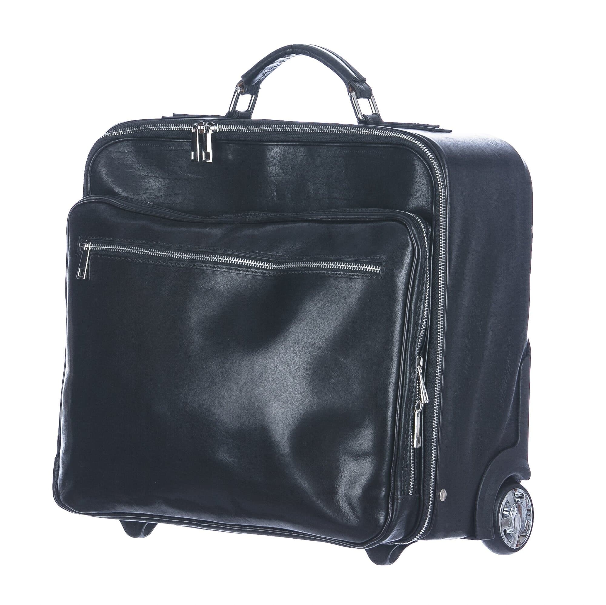 Borsa da viaggio PANARO in vera pelle primo fiore,NERO, CHIAROSCURO