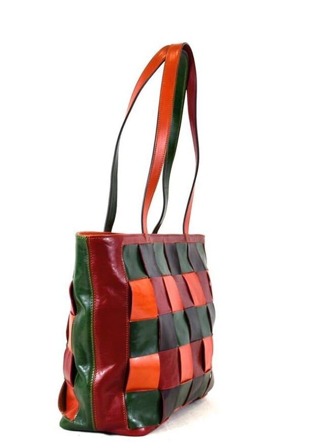 Borsa donna TAMARA a spalla in vera pelle primo fiore, MULTICOLORE, SANTINI, made in Italy