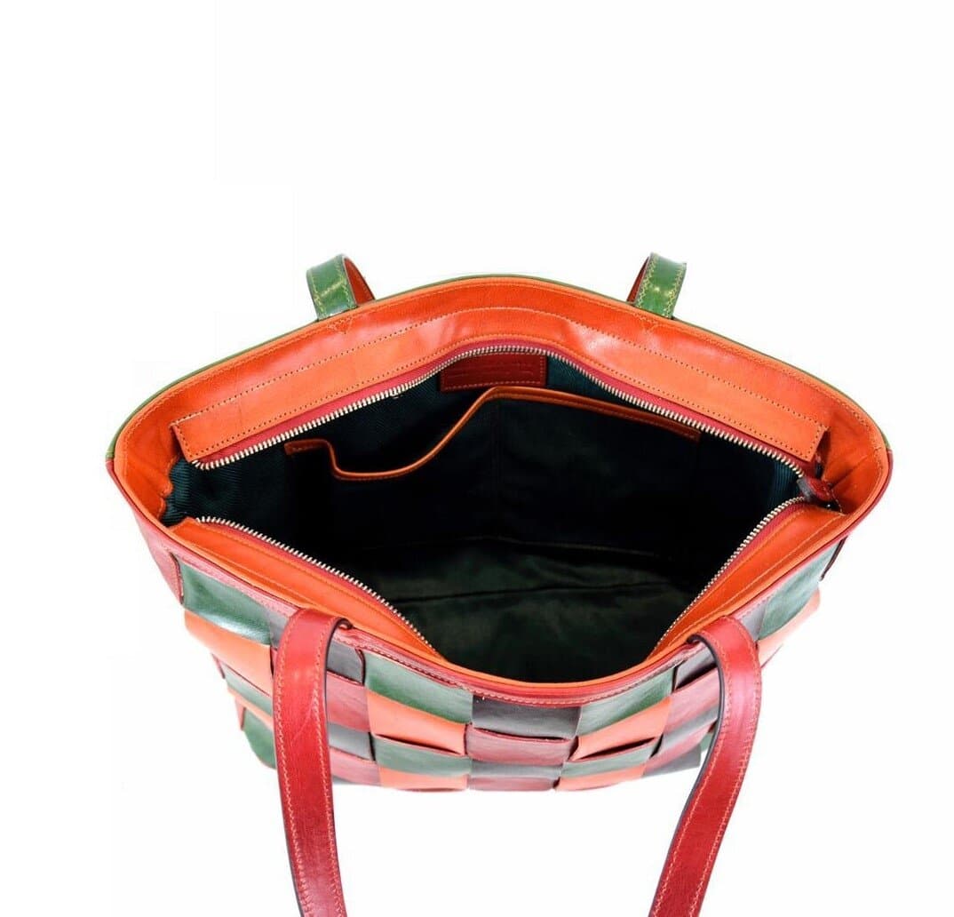 Borsa donna TAMARA a spalla in vera pelle primo fiore, MULTICOLORE, SANTINI, made in Italy