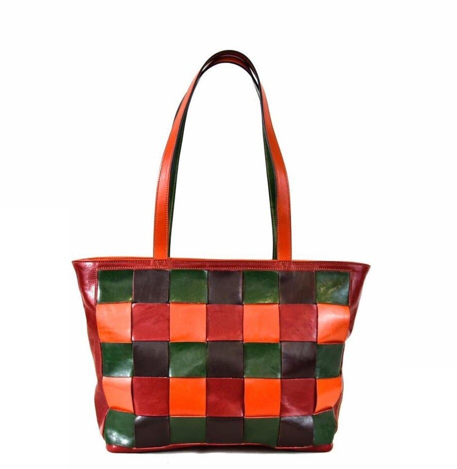 Borsa donna TAMARA a spalla in vera pelle primo fiore, MULTICOLORE, SANTINI, made in Italy