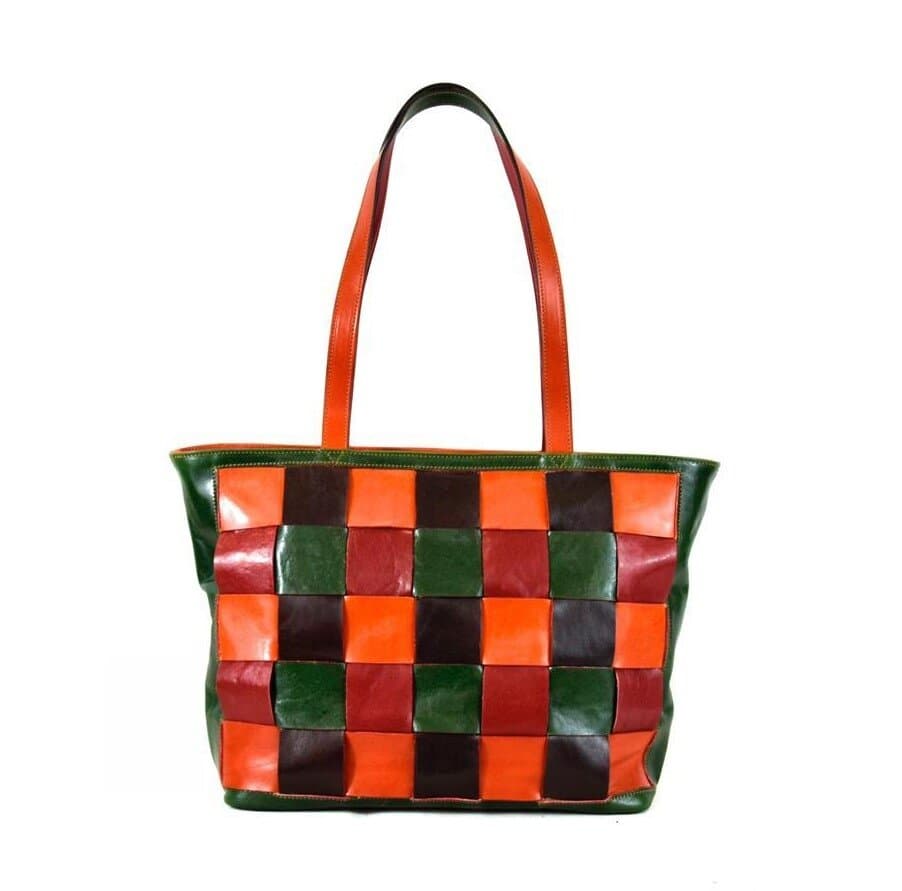 Borsa donna TAMARA a spalla in vera pelle primo fiore, MULTICOLORE, SANTINI, made in Italy