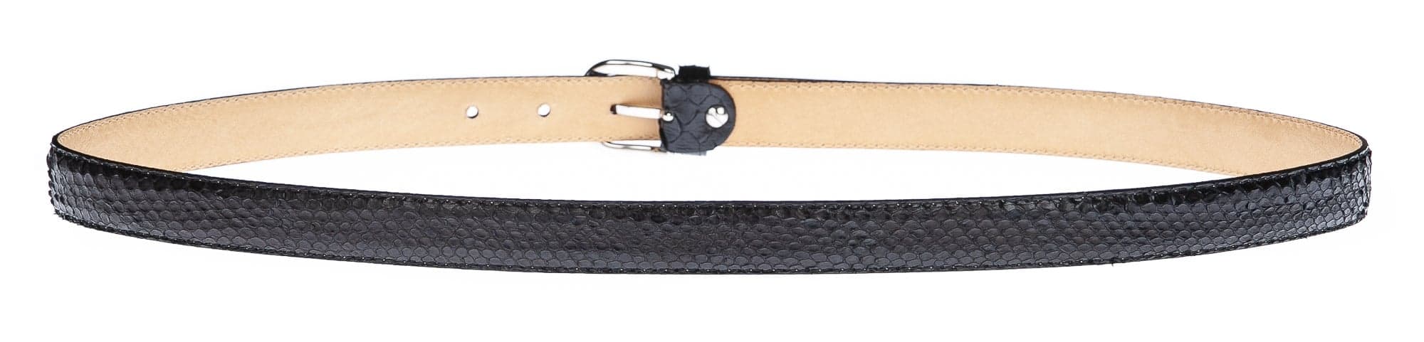 Cintura uomo FERRARA, vera pelle pitone certificato CITES, colore NERO, CHIAROSCURO, Made in Italy