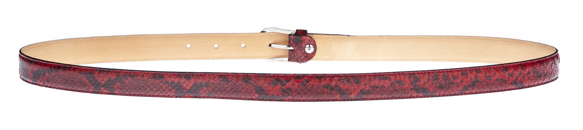 Cintura uomo VARESE, vera pelle pitone certificato CITES, colore ROSSO/NERO, CHIAROSCURO, Made in Italy