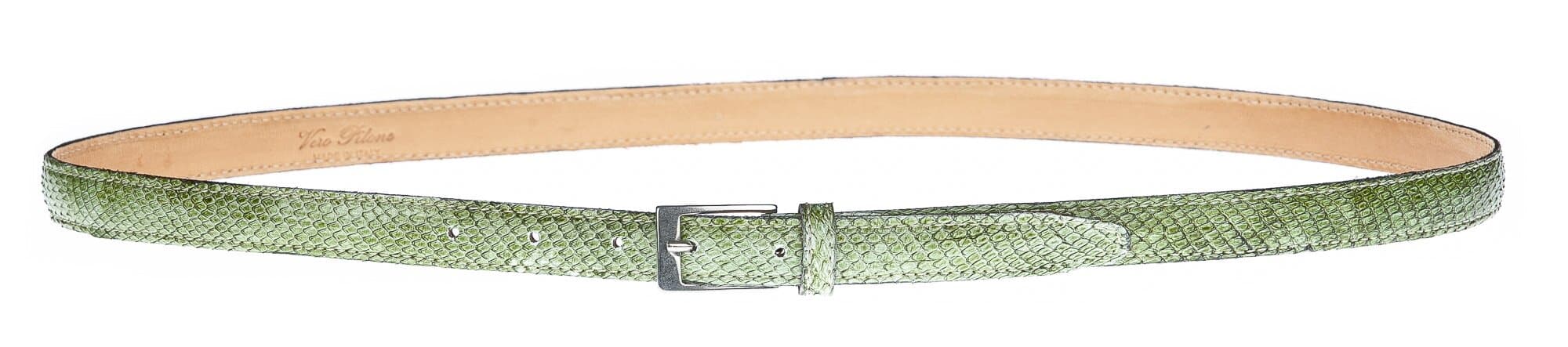 Cintura uomo/donna AMALFI vera pelle pitone certificato CITES, colore VERDE, ELIO ZAGATO, Made in Italy