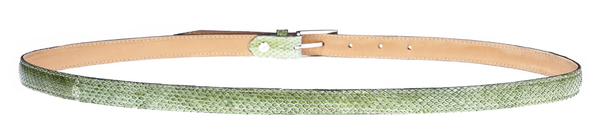 Cintura uomo/donna AMALFI vera pelle pitone certificato CITES, colore VERDE, ELIO ZAGATO, Made in Italy