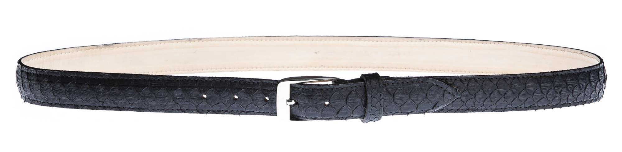 Cintura uomo VENEZIA, vera pelle pitone certificato CITES, colore NERO, CHIAROSCURO, Made in Italy
