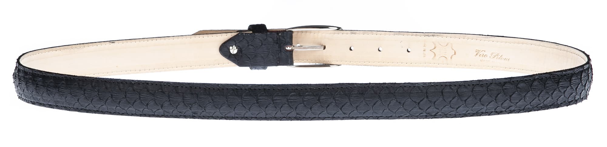 Cintura uomo VENEZIA, vera pelle pitone certificato CITES, colore NERO, CHIAROSCURO, Made in Italy