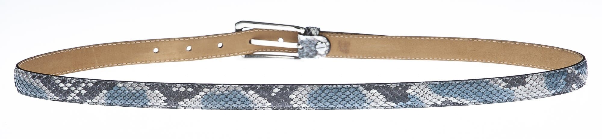 Cintura uomo/donna DIAMANTE vera pelle pitone certificato CITES, colore BLU/AZZURRO, ELIO ZAGATO, Made in Italy