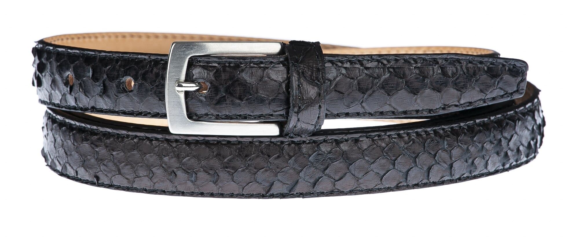 Cintura uomo/donna AMALFI vera pelle pitone certificato CITES, colore TESTA MORO, ELIO ZAGATO, Made in Italy