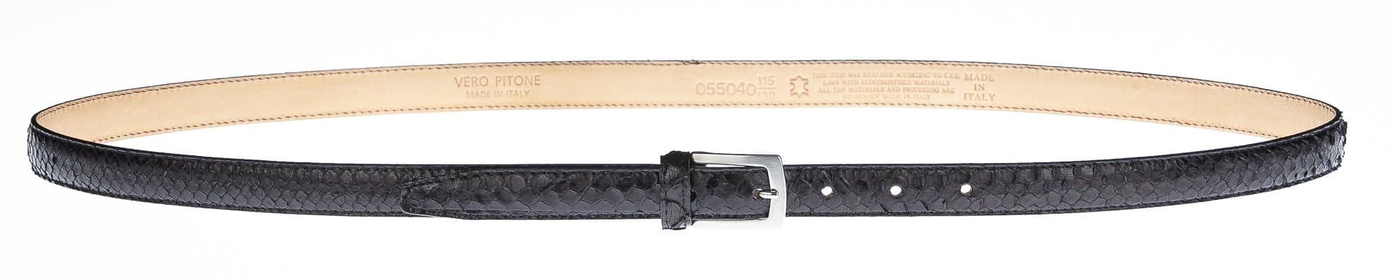 Cintura uomo/donna AMALFI vera pelle pitone certificato CITES, colore TESTA MORO, ELIO ZAGATO, Made in Italy