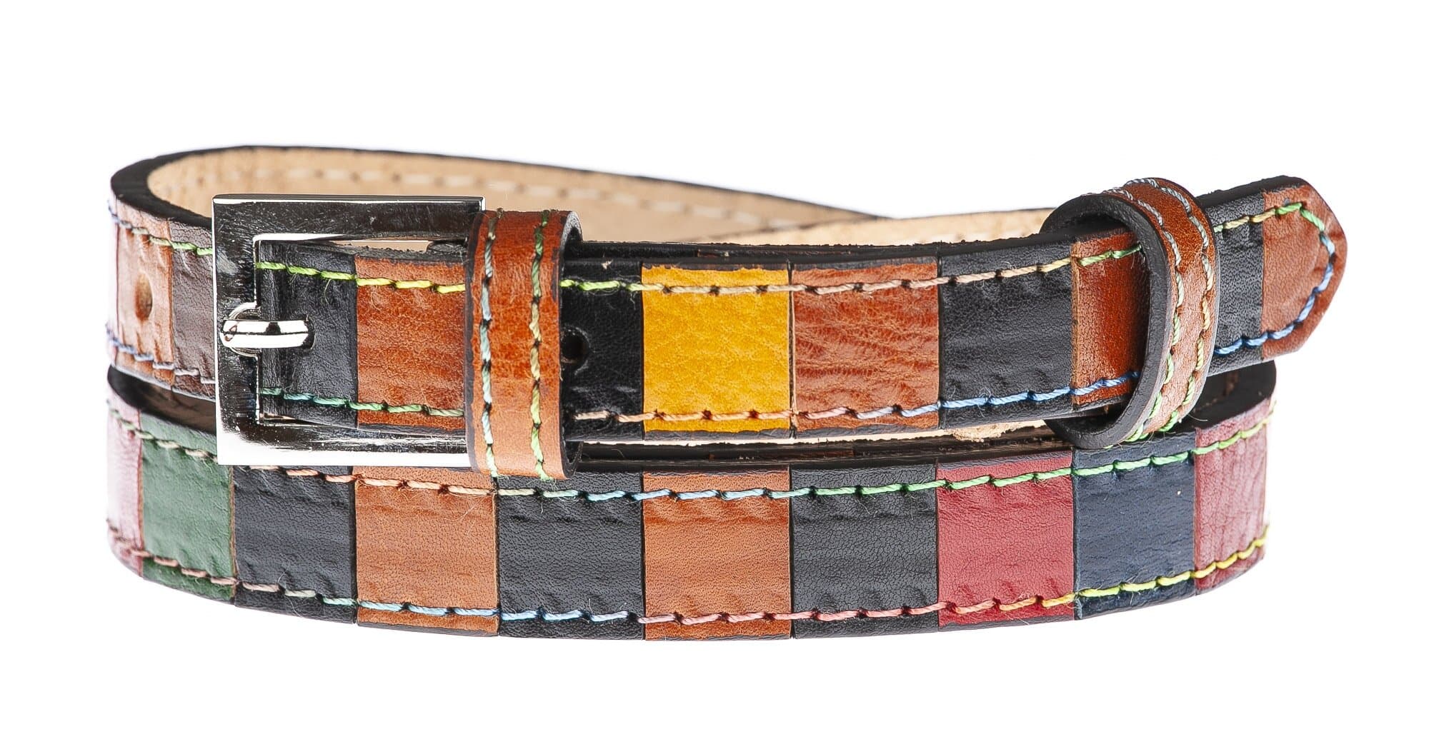 Cintura donna in vera pelle NORCIA, MULTICOLORE, CHIARO SCURO, Made in Italy