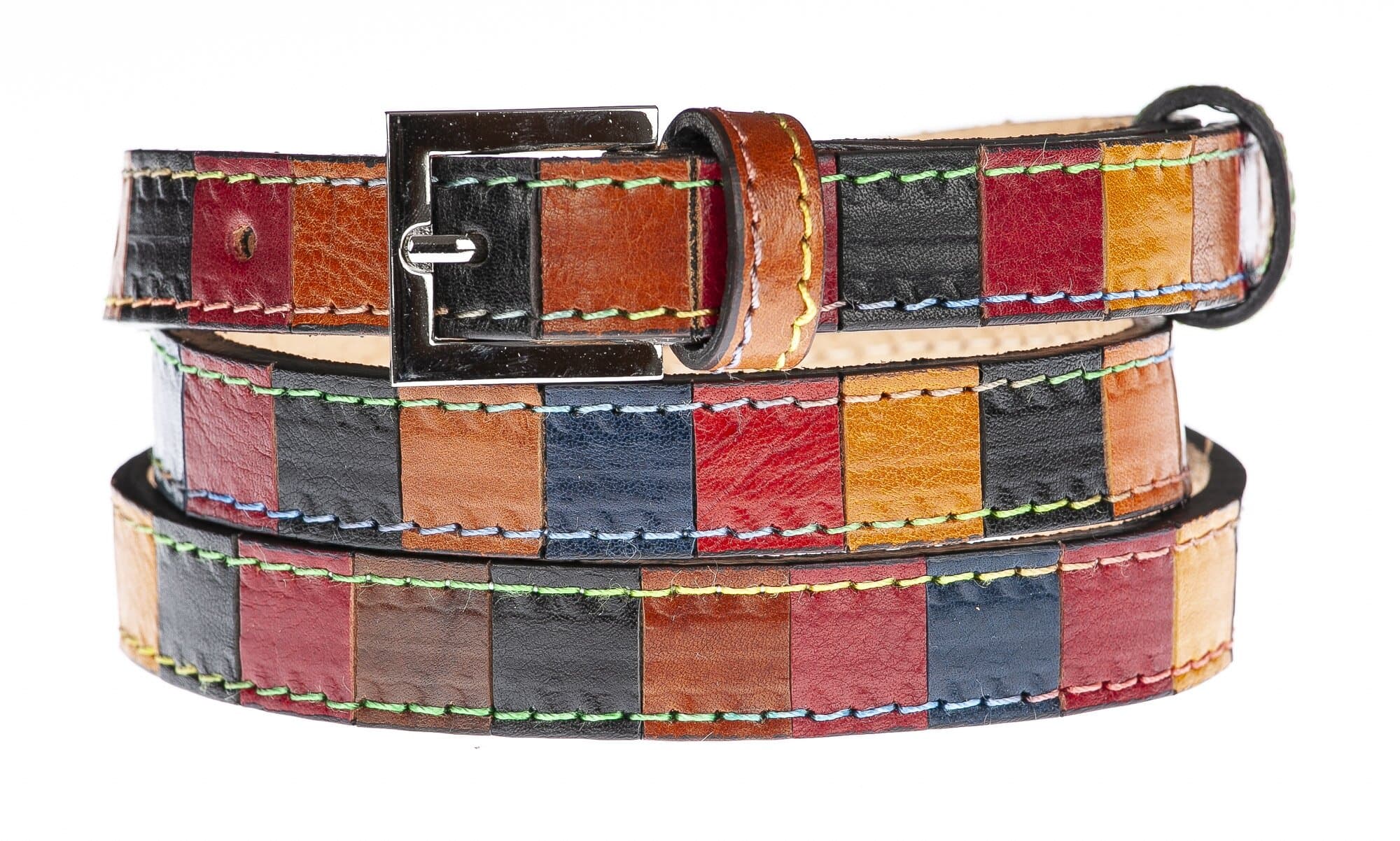 Cintura donna in vera pelle NORCIA, MULTICOLORE, CHIARO SCURO, Made in Italy