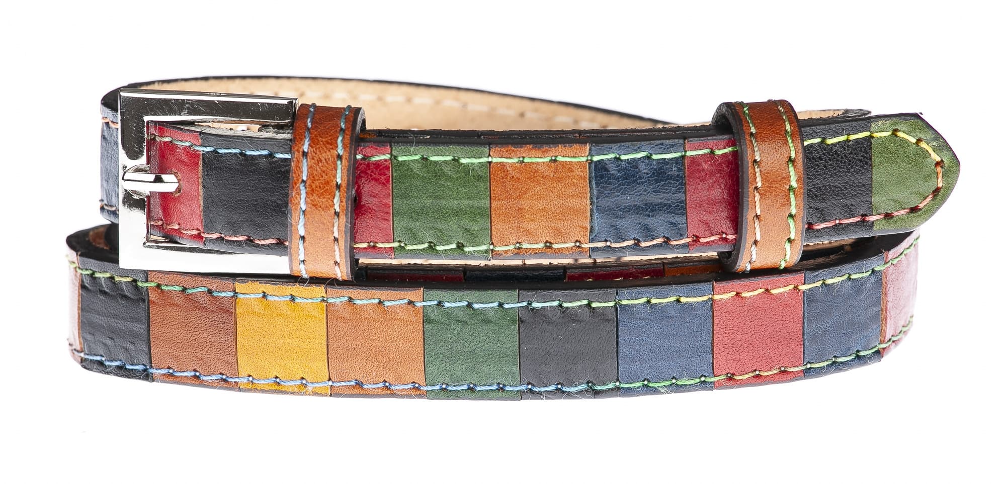 Cintura donna in vera pelle NORCIA, MULTICOLORE, CHIARO SCURO, Made in Italy