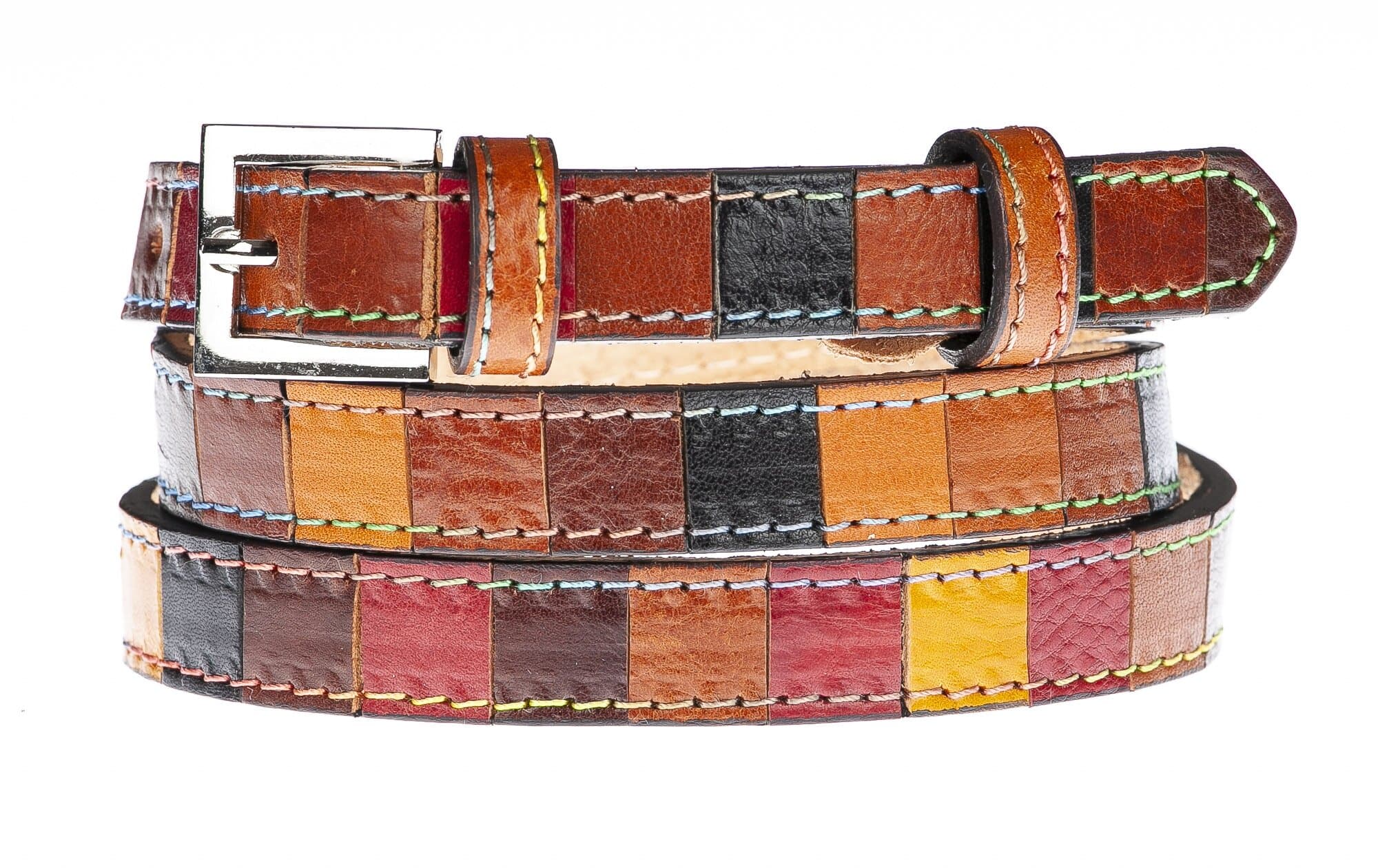 Cintura donna in vera pelle NORCIA, MULTICOLORE, CHIARO SCURO, Made in Italy