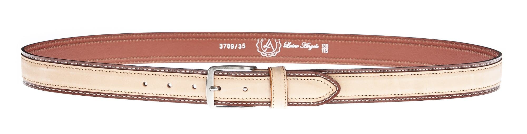 Cintura uomo in vera pelle MONTECCHIO, colore BEIGE/MARRONE, CHIAROSCURO, Made in Italy
