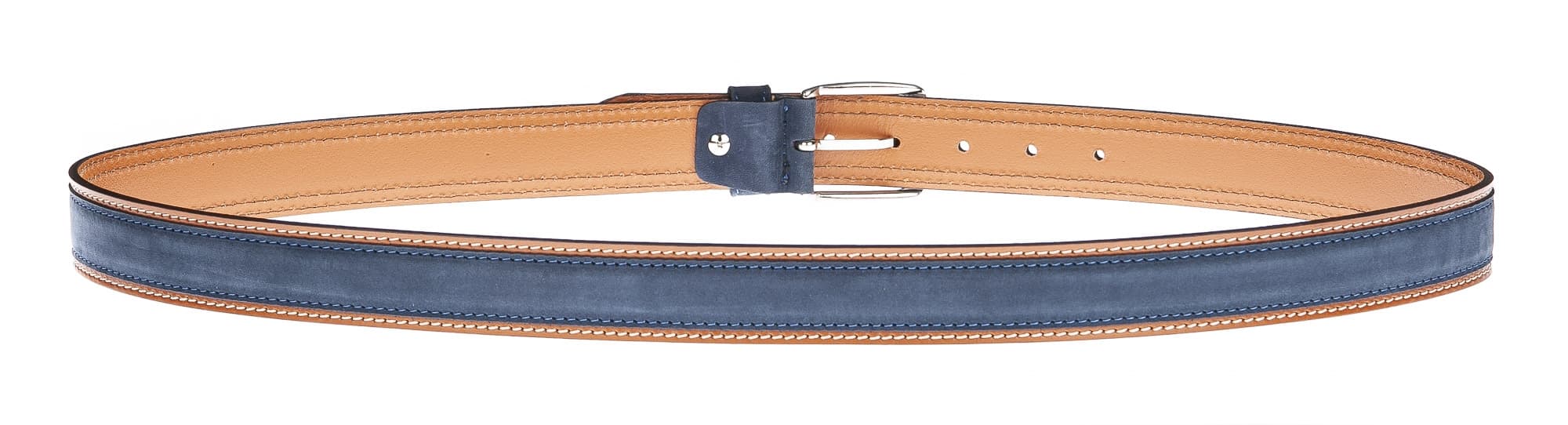 Cintura uomo in vera pelle MONTECCHIO, colore BLU/MARRONE, CHIAROSCURO, Made in Italy