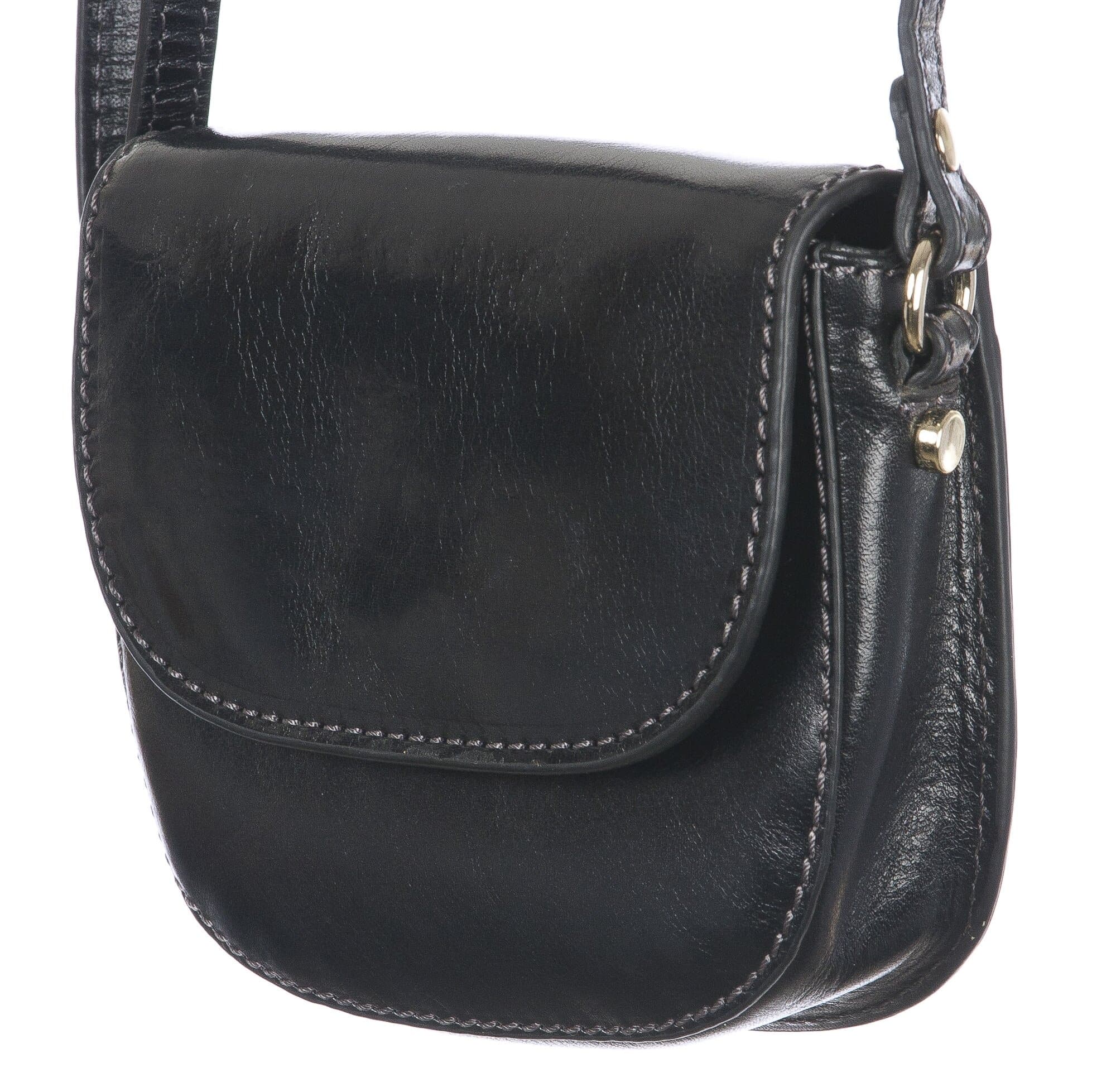 Borsa a tracolla da donna in vera pelle primo fiore, CASSANDRA, colore NERO, CHIARO SCURO, MADE IN ITALY