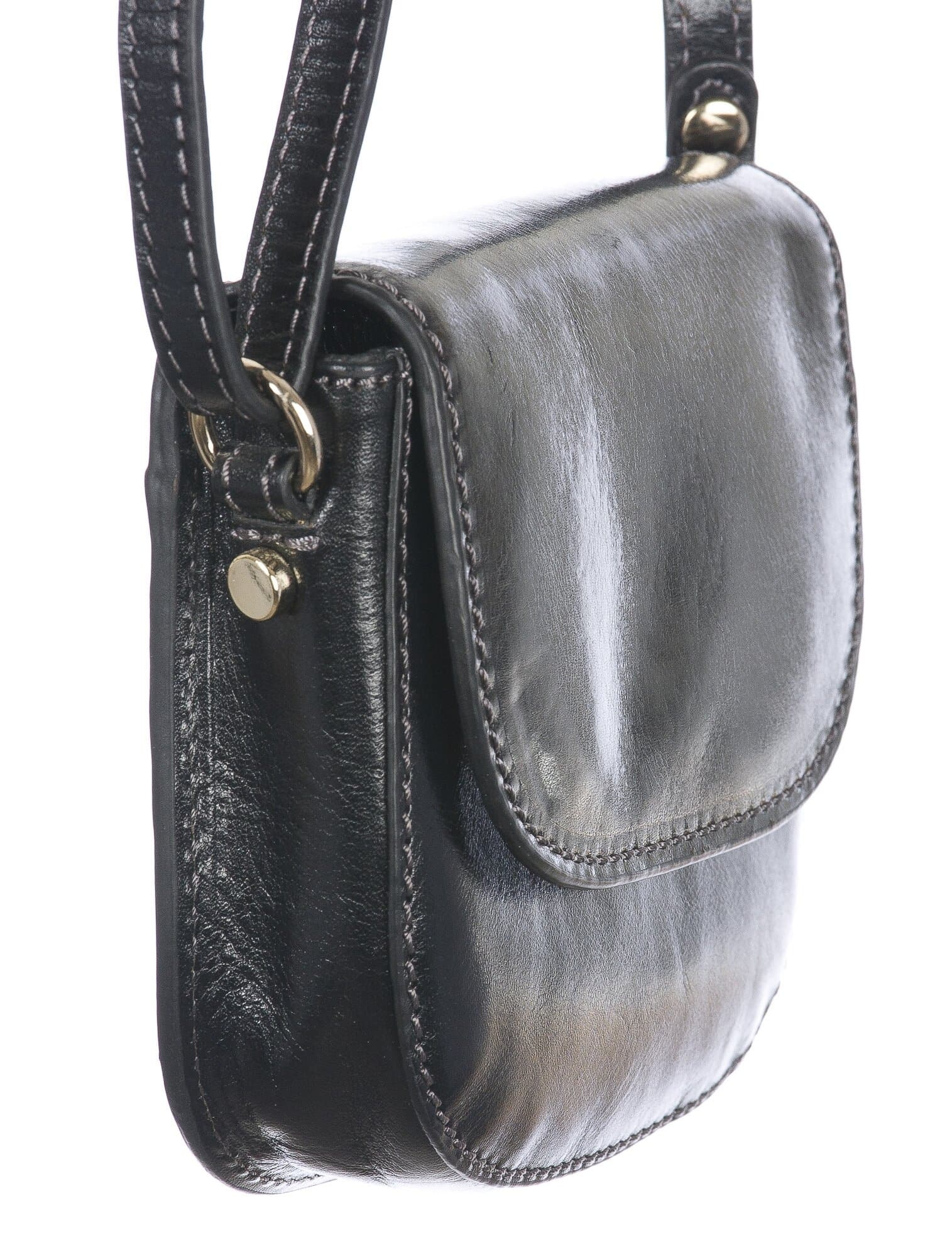Borsa a tracolla da donna in vera pelle primo fiore, CASSANDRA, colore NERO, CHIARO SCURO, MADE IN ITALY