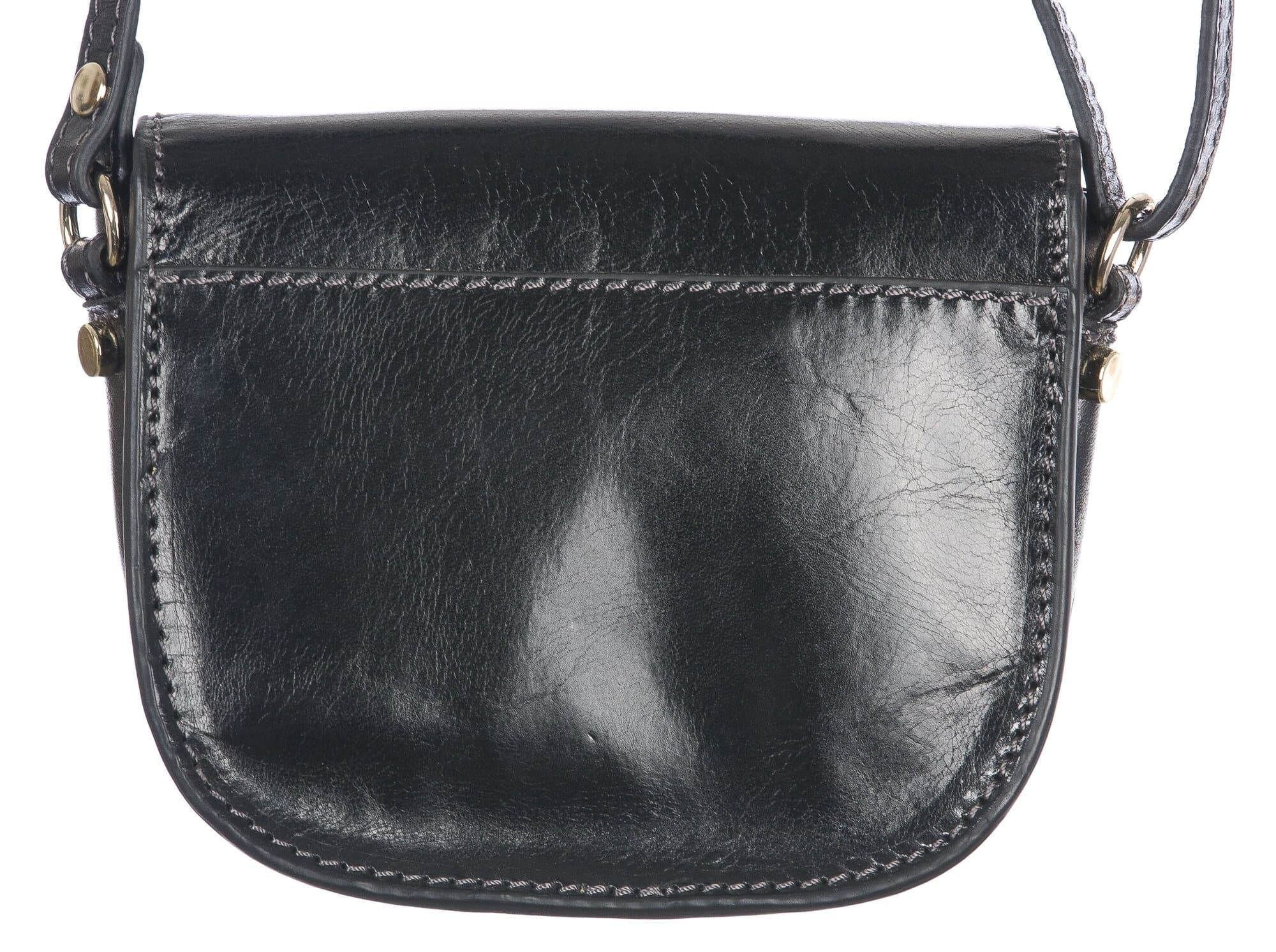 Borsa a tracolla da donna in vera pelle primo fiore, CASSANDRA, colore NERO, CHIARO SCURO, MADE IN ITALY