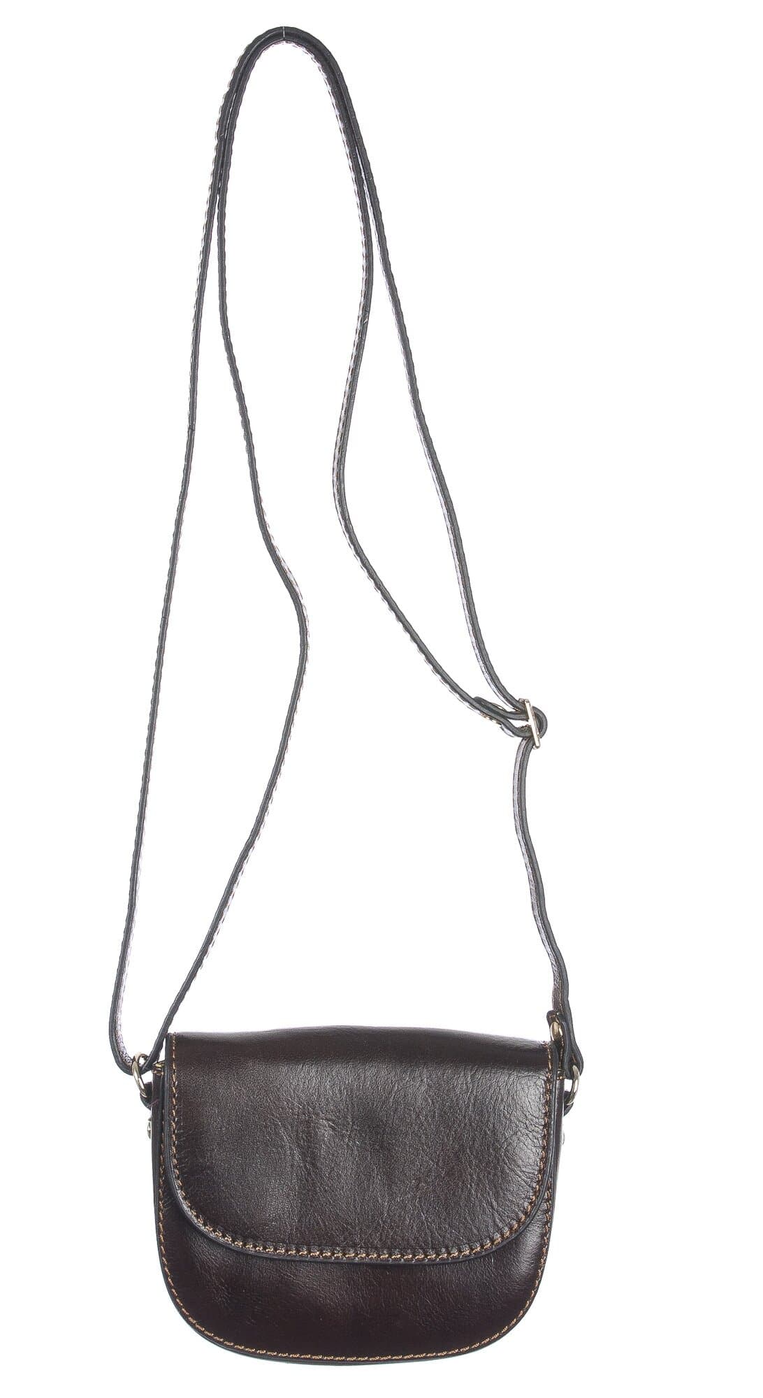 Borsa a tracolla da donna in vera pelle primo fiore, CASSANDRA, colore TESTA DI MORO, CHIARO SCURO, MADE IN ITALY