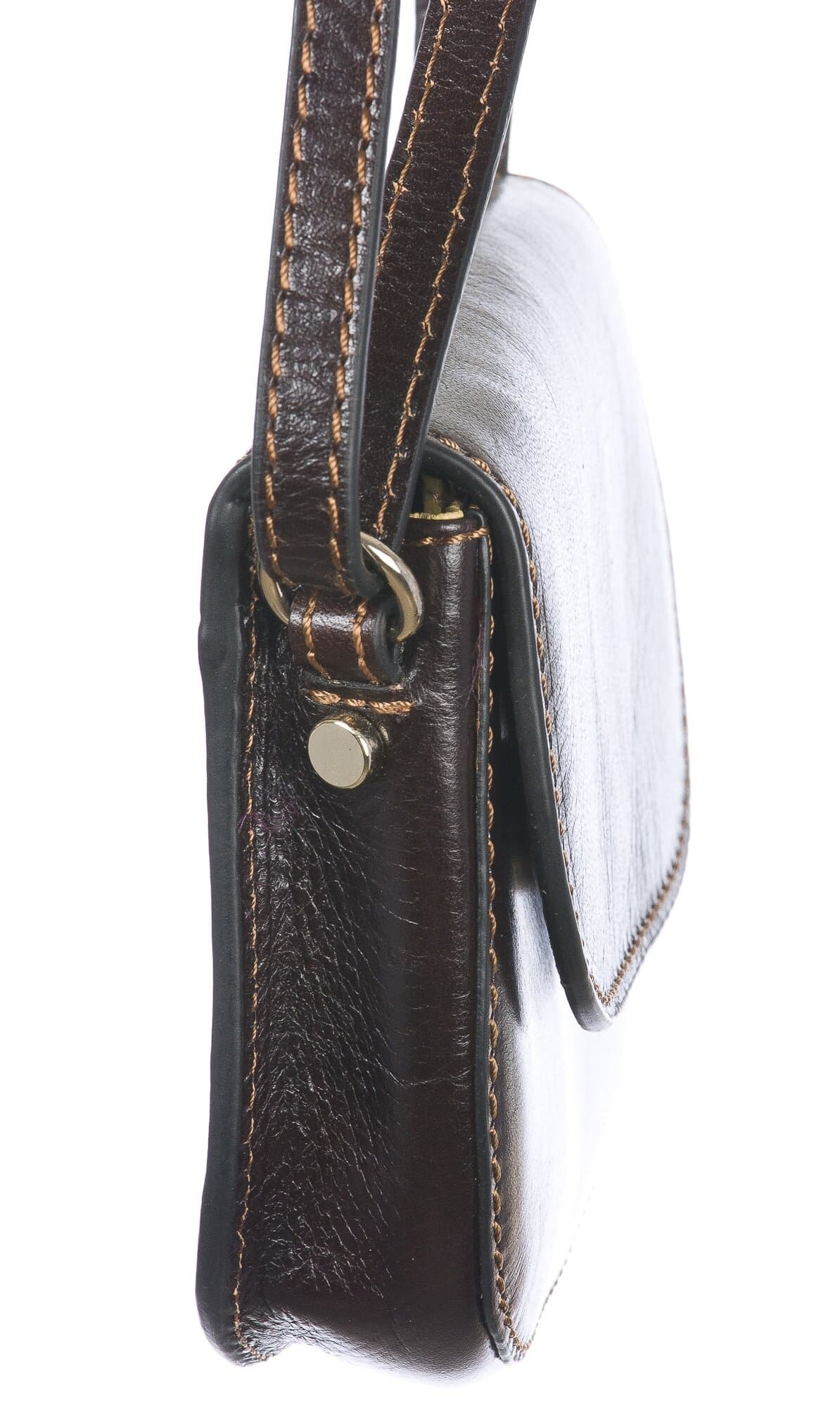 Borsa a tracolla da donna in vera pelle primo fiore, CASSANDRA, colore TESTA DI MORO, CHIARO SCURO, MADE IN ITALY