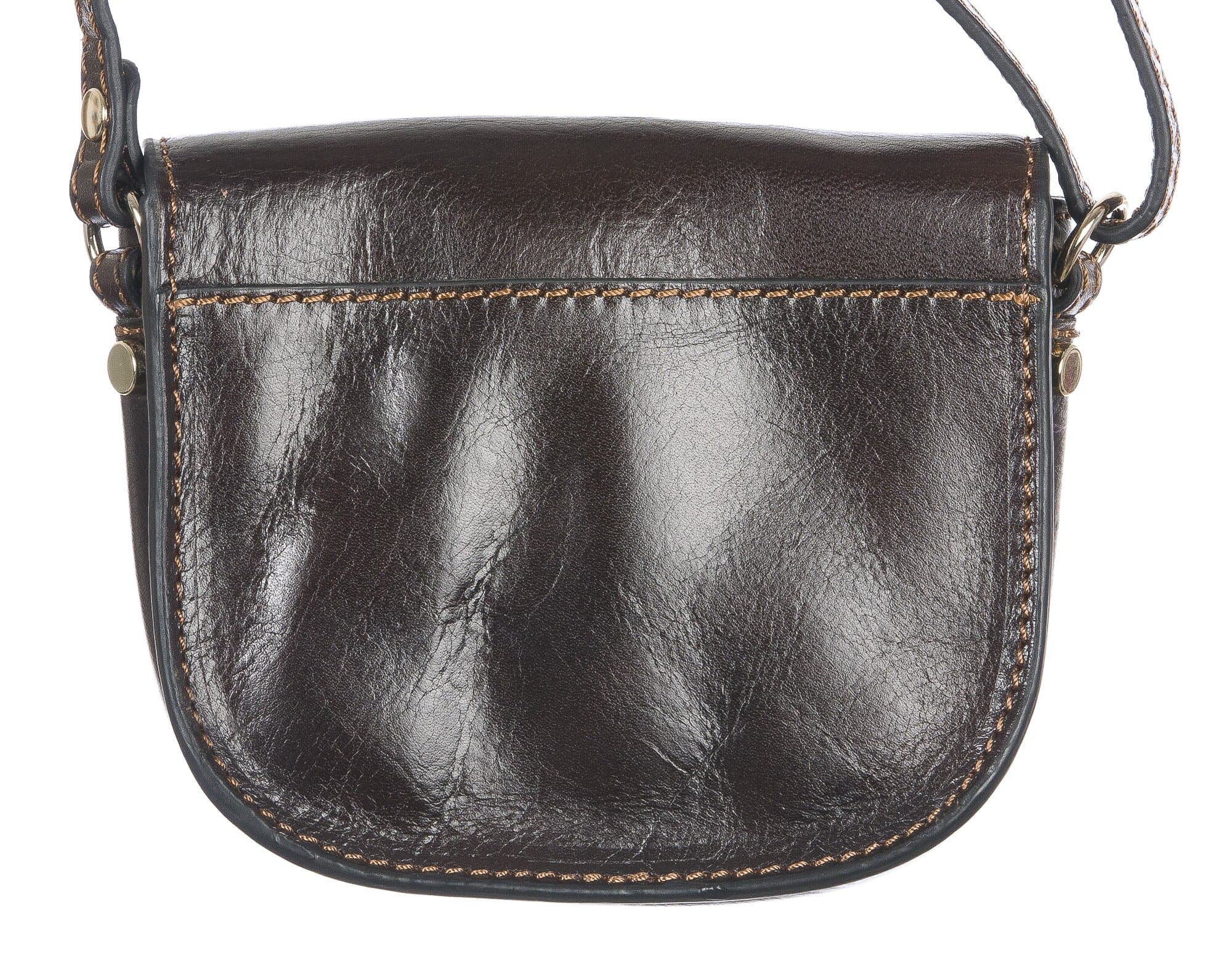 Borsa a tracolla da donna in vera pelle primo fiore, CASSANDRA, colore TESTA DI MORO, CHIARO SCURO, MADE IN ITALY