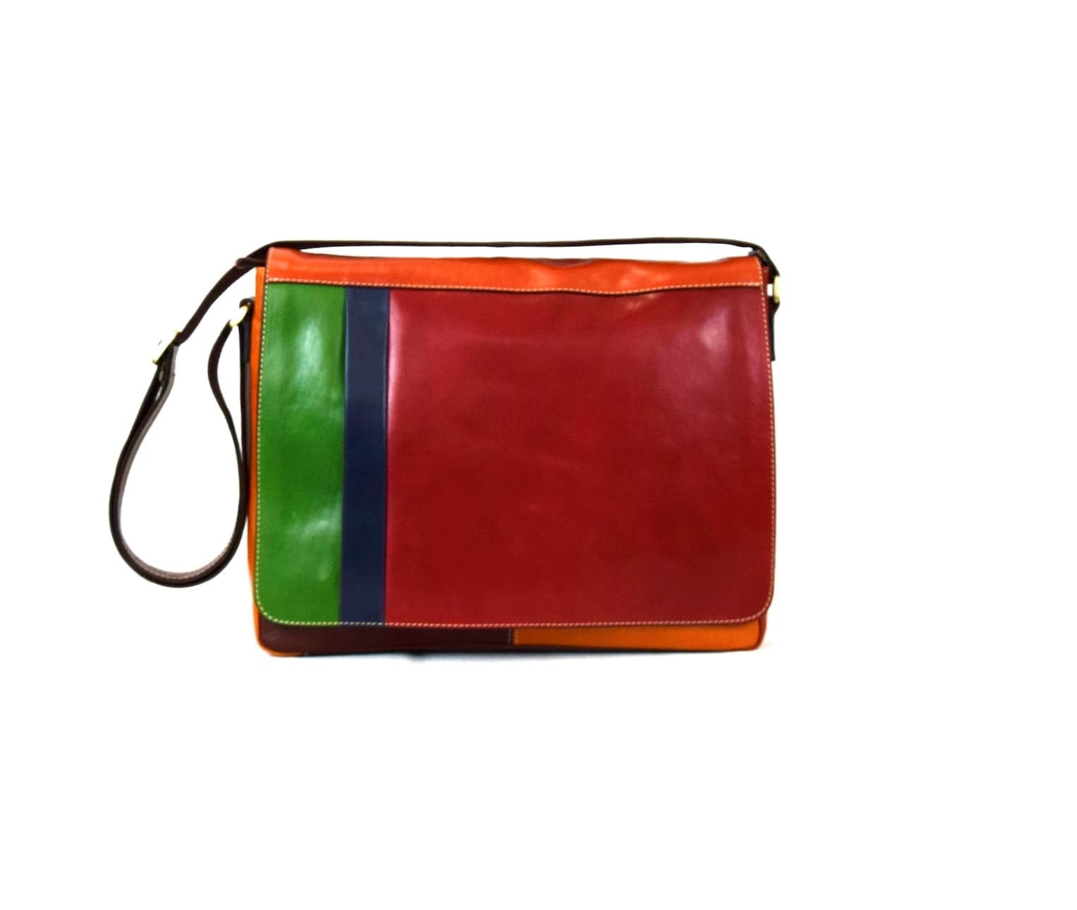 Borsa Messenger a tracolla da uomo in vera pelle primo fiore, MICHELE, MULTICOLORE, SANTINI