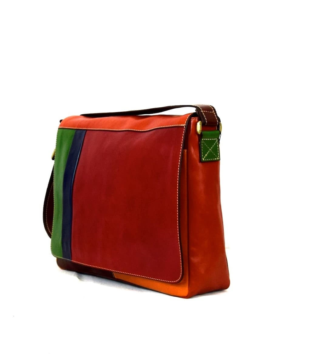 Borsa Messenger a tracolla da uomo in vera pelle primo fiore, MICHELE, MULTICOLORE, SANTINI