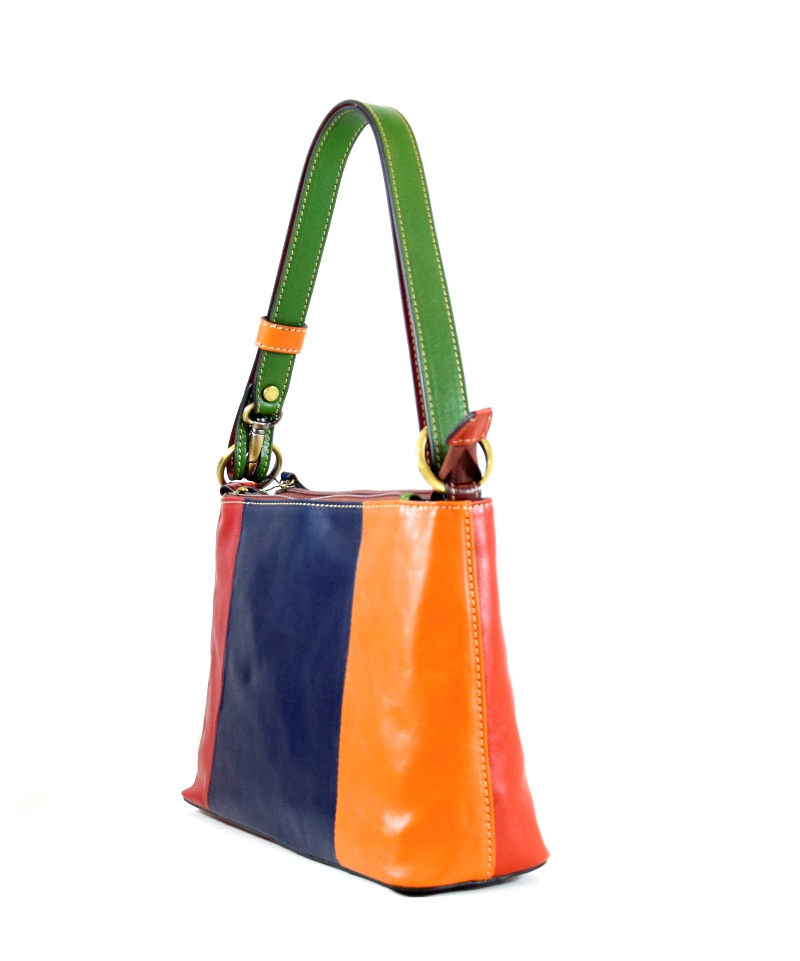 Borsa a spalla da donna in vera pelle primo fiore, DAKOTA, MULTICOLORE, SANTINI, MADE IN ITALY
