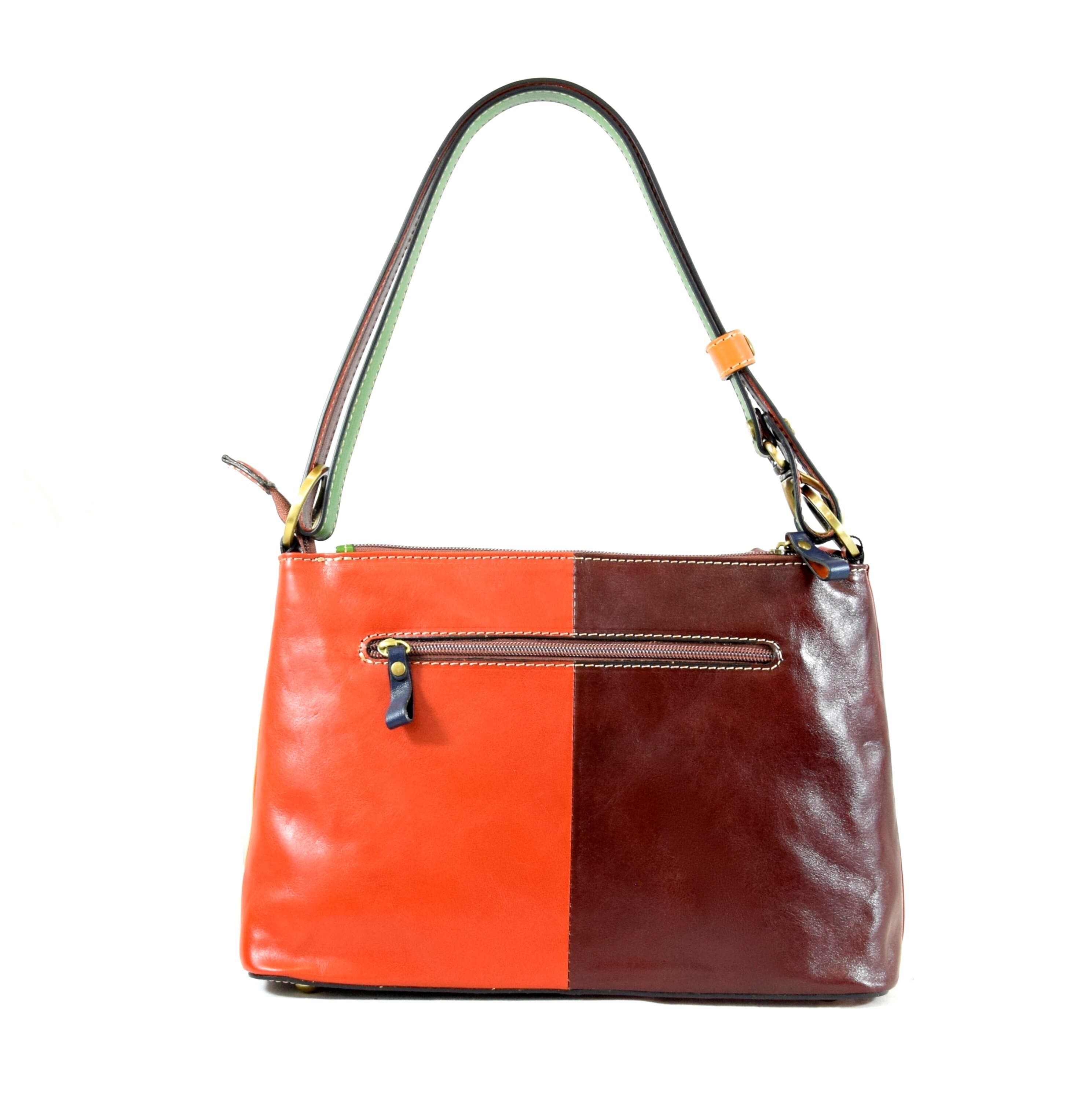 Borsa a spalla da donna in vera pelle primo fiore, DAKOTA, MULTICOLORE, SANTINI, MADE IN ITALY
