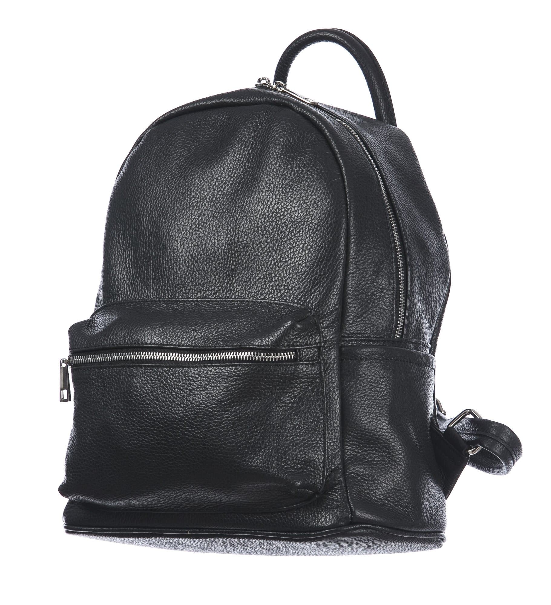 Borsa zaino donna in vera pelle MONTE AMARO, colore NERO, CHIAROSCURO, MADE IN ITALY