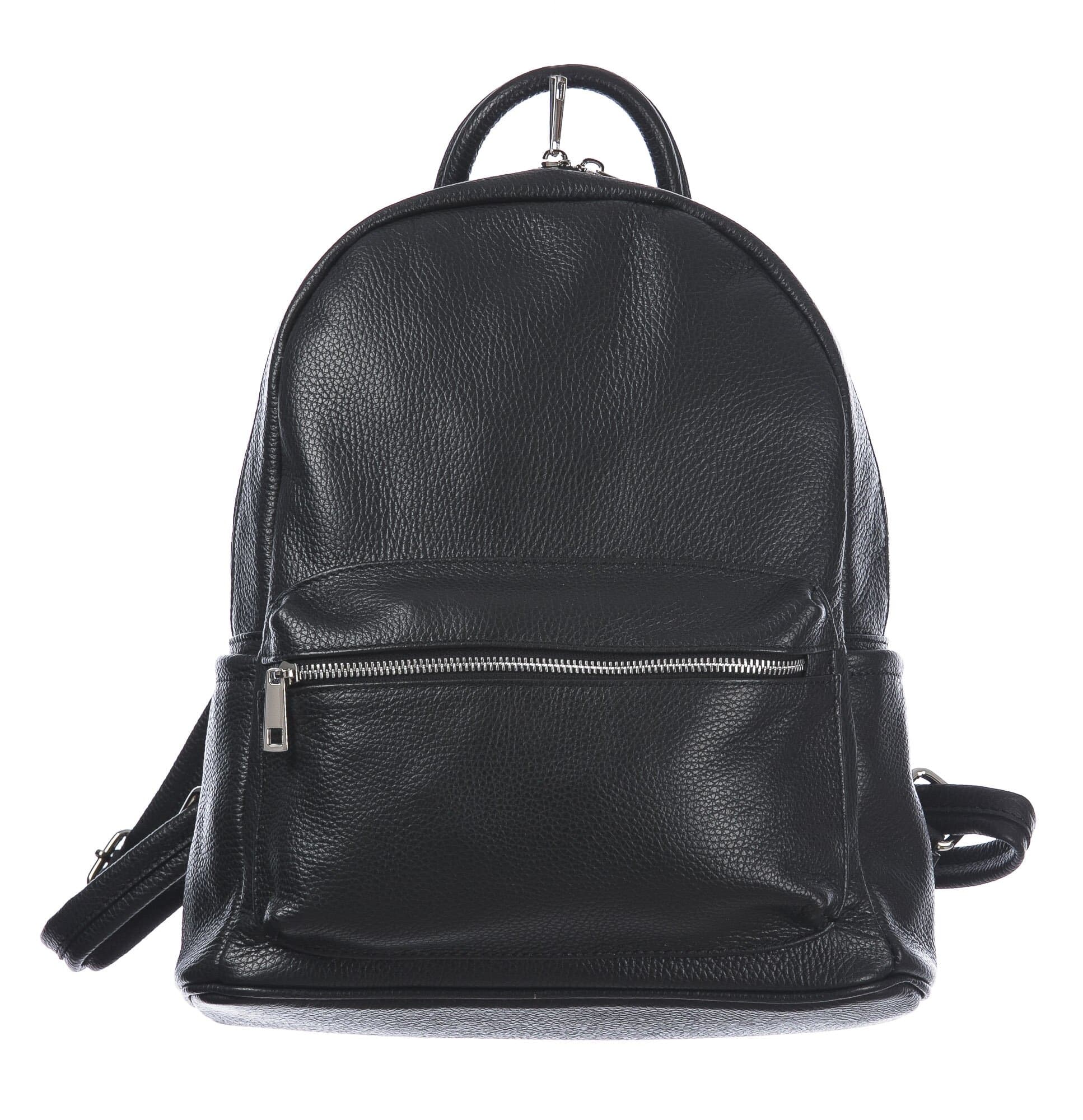 Borsa zaino donna in vera pelle MONTE AMARO, colore NERO, CHIAROSCURO, MADE IN ITALY