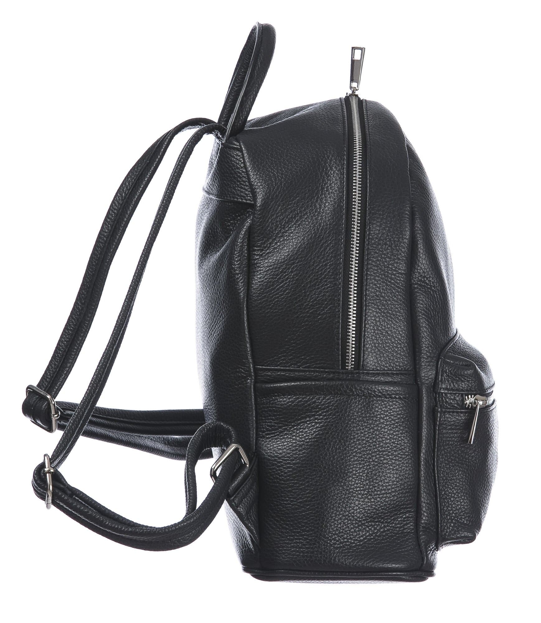 Borsa zaino donna in vera pelle MONTE AMARO, colore NERO, CHIAROSCURO, MADE IN ITALY