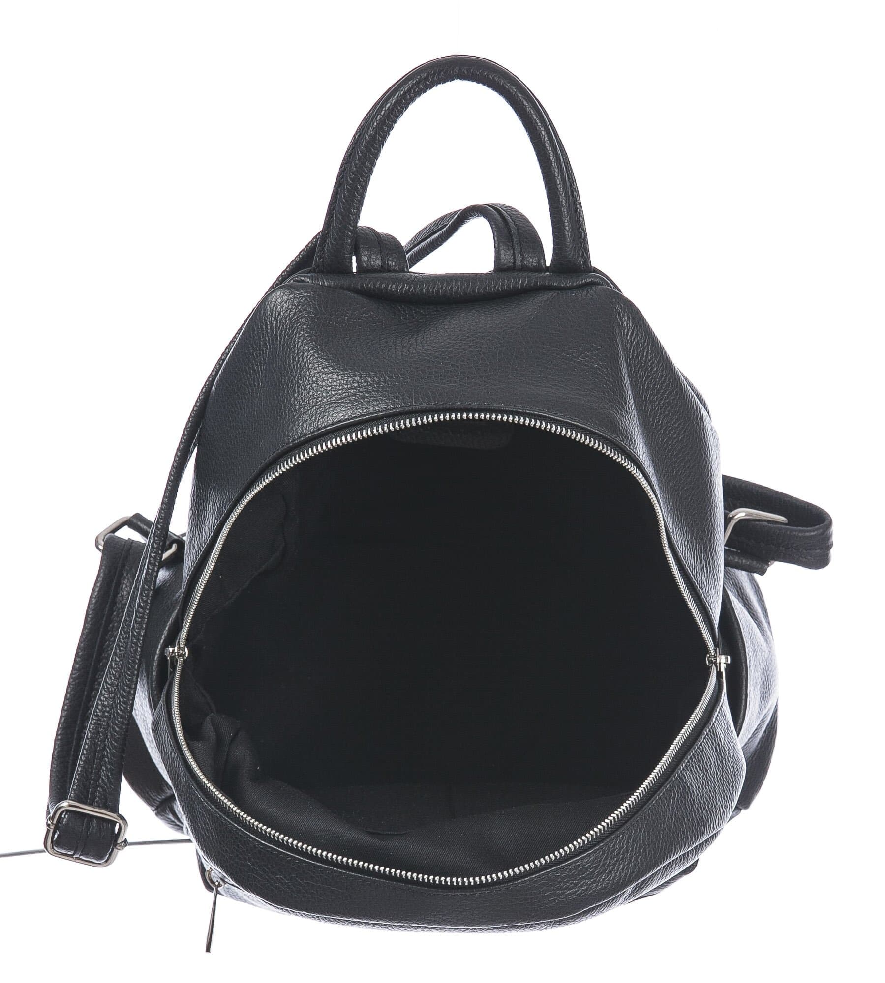 Borsa zaino donna in vera pelle MONTE AMARO, colore NERO, CHIAROSCURO, MADE IN ITALY