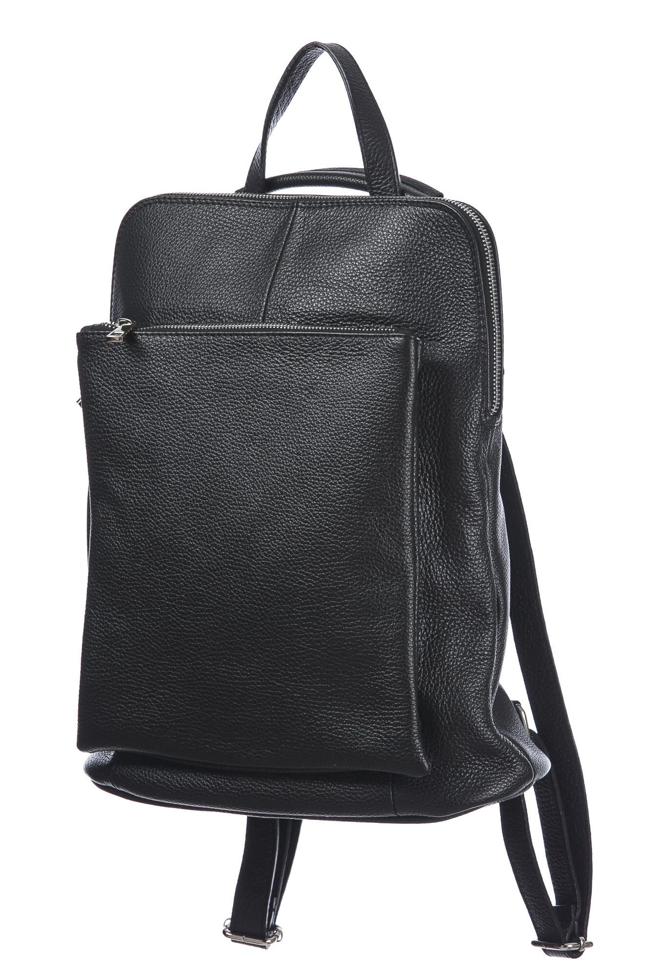 MONVISO : borsa - zaino donna, pelle morbida, colore: NERO, Made in Italy