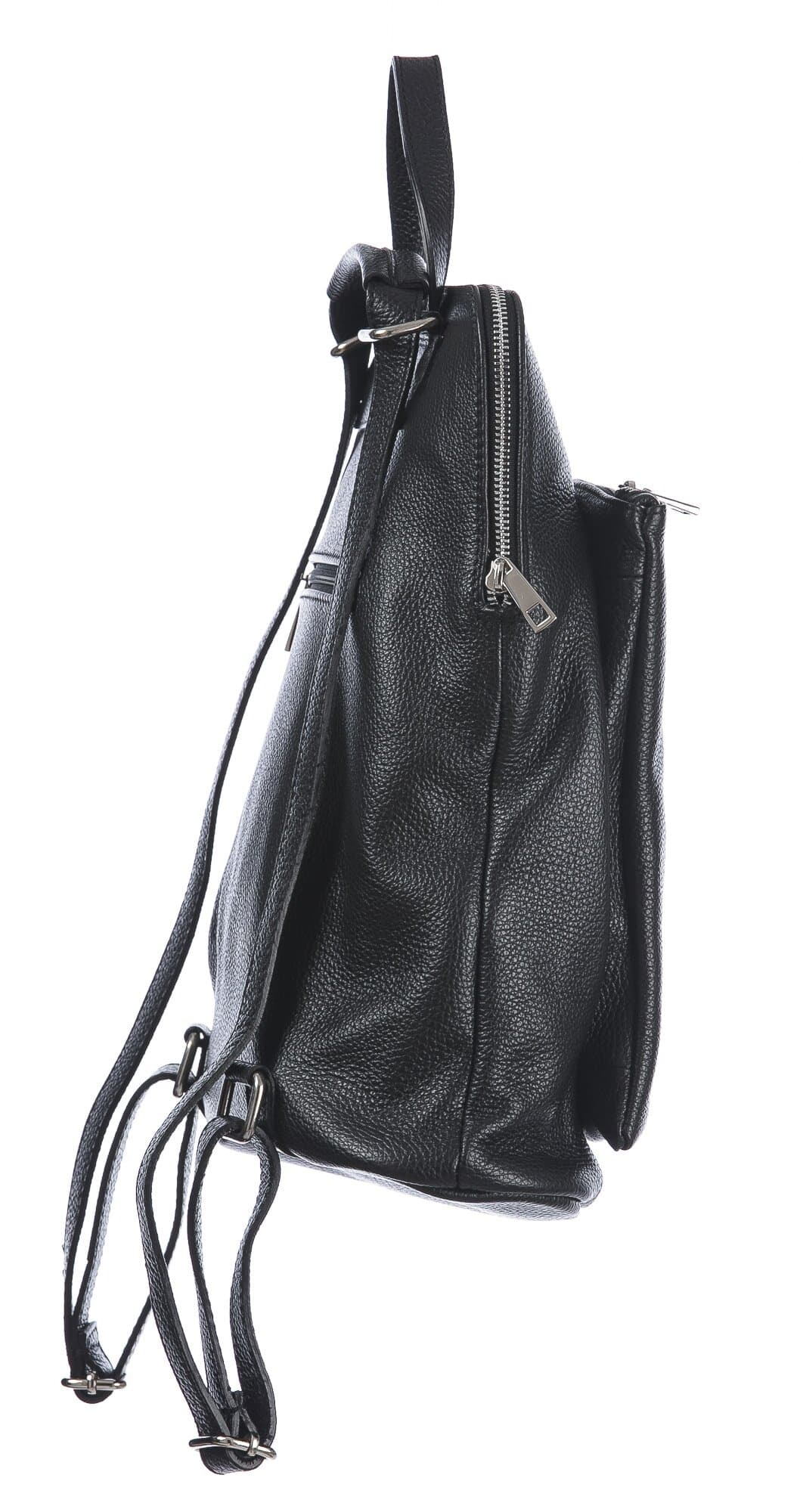 MONVISO : borsa - zaino donna, pelle morbida, colore: NERO, Made in Italy 