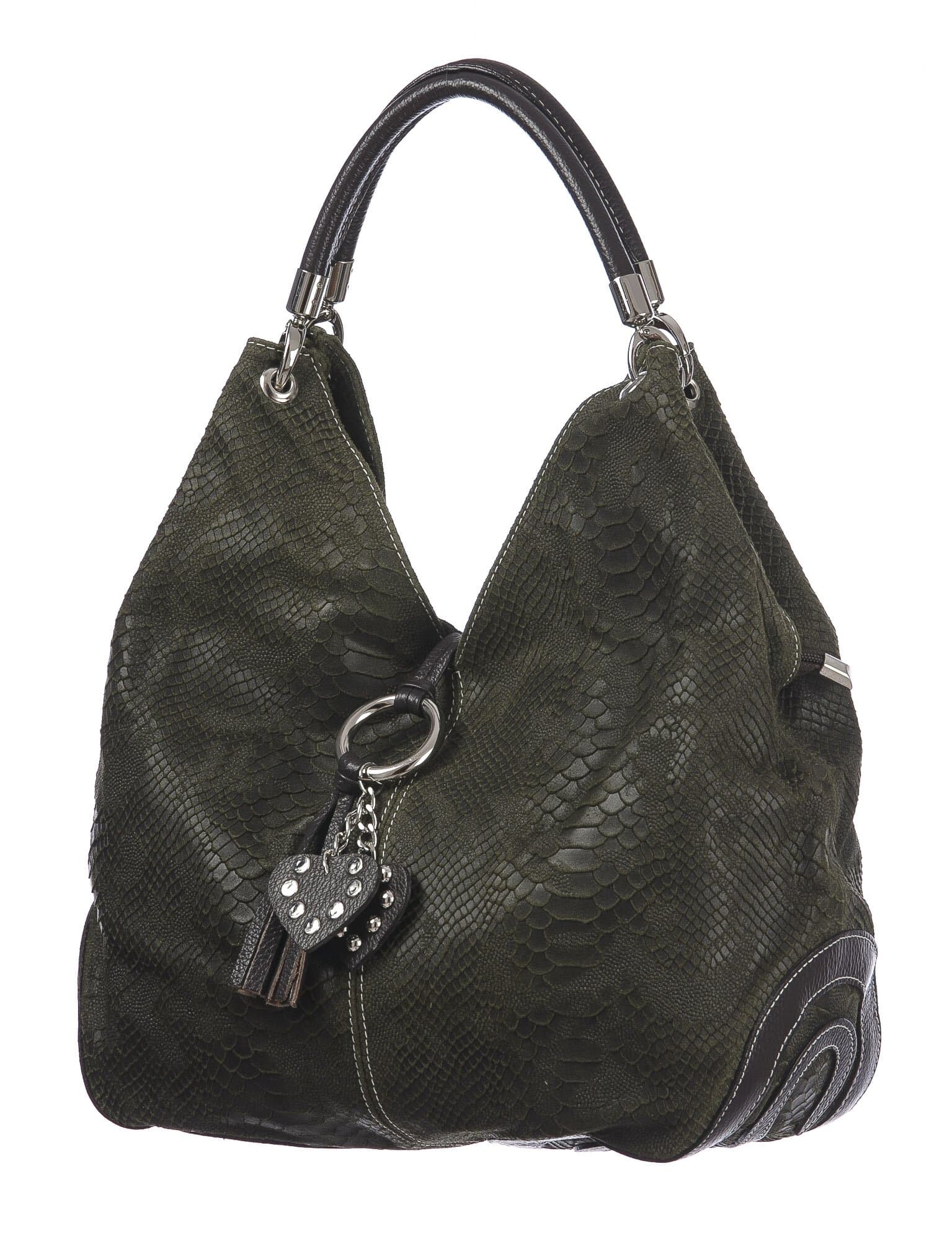 Borsa donna in vera pelle CHIAROSCURO mod. BONELLA big colore VERDE Made in Italy