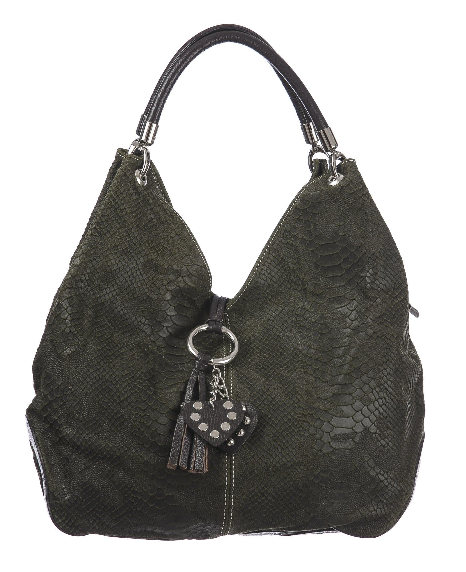 Borsa donna in vera pelle CHIAROSCURO mod. BONELLA big colore VERDE Made in Italy