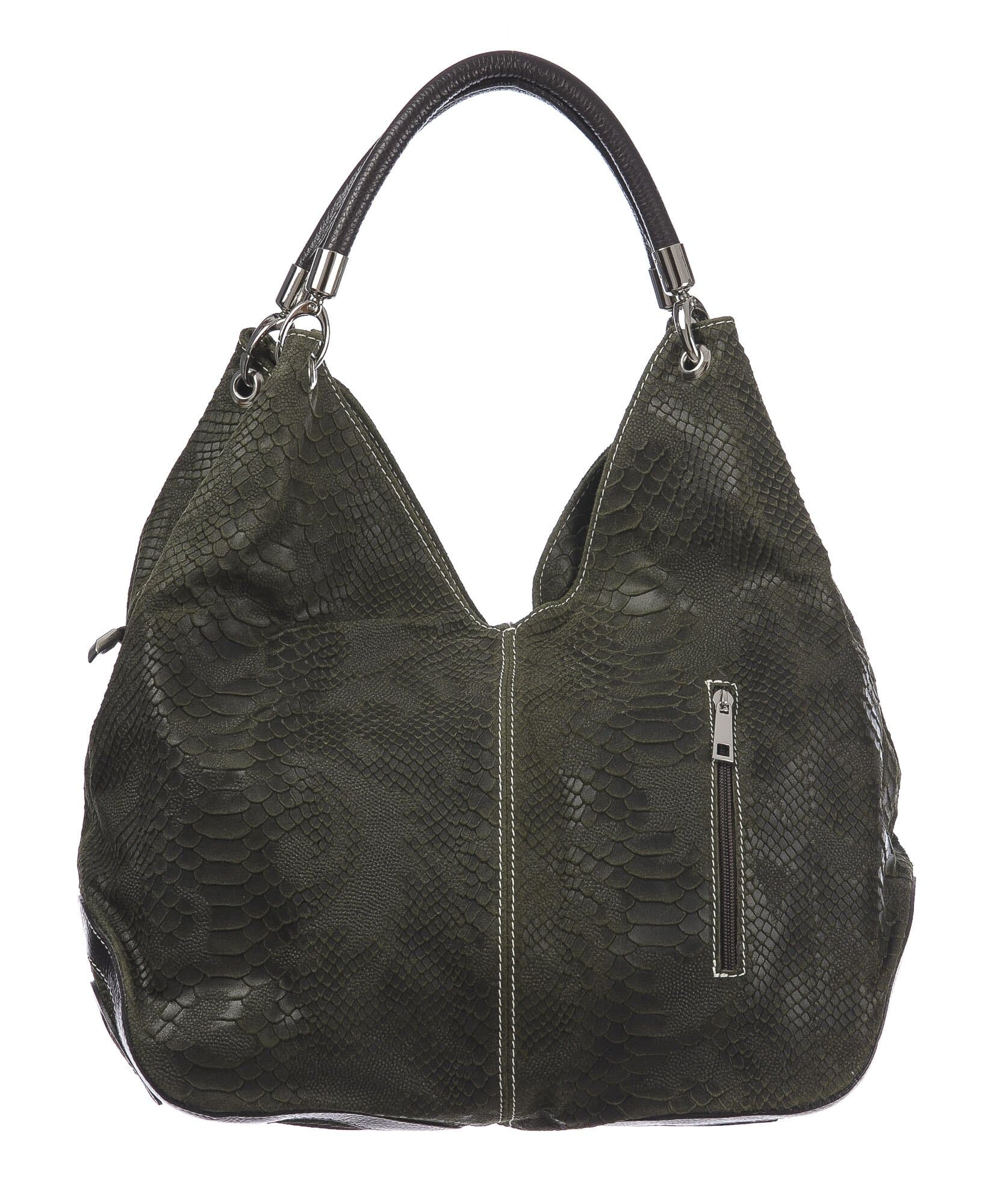 Borsa donna in vera pelle CHIAROSCURO mod. BONELLA big colore VERDE Made in Italy