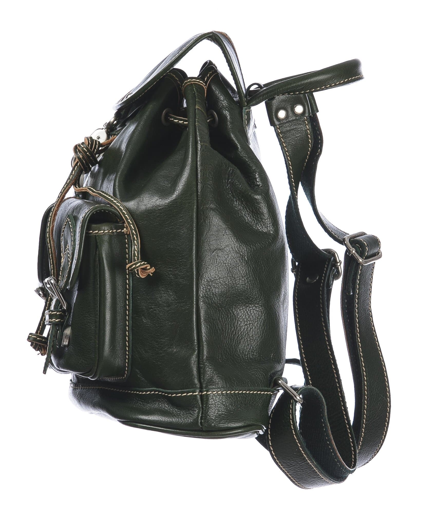 Borsa zaino donna in vera pelle MONTE ROSA, colore VERDE, CHIAROSCURO, MADE IN ITALY