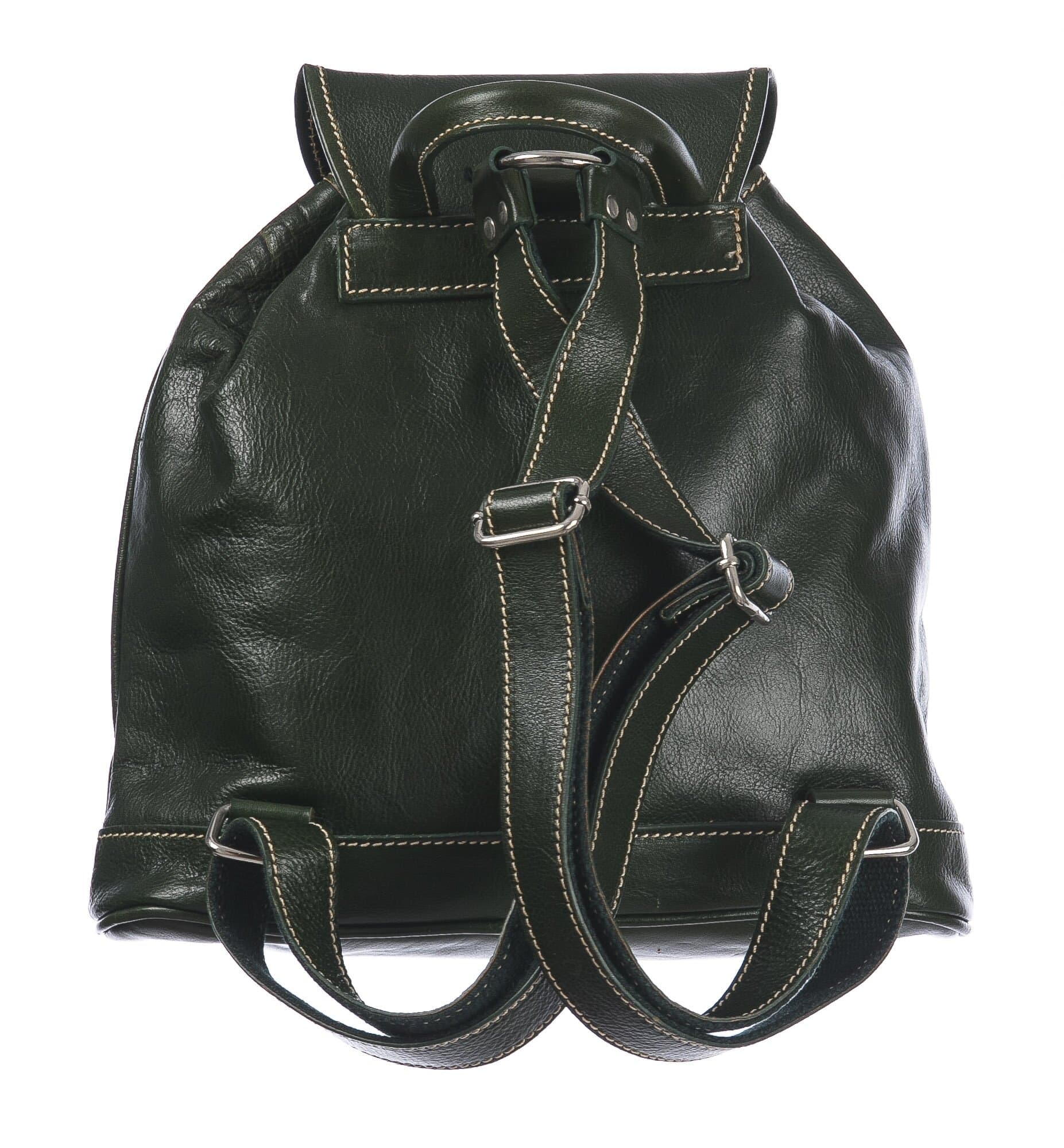 Borsa zaino donna in vera pelle MONTE ROSA, colore VERDE, CHIAROSCURO, MADE IN ITALY