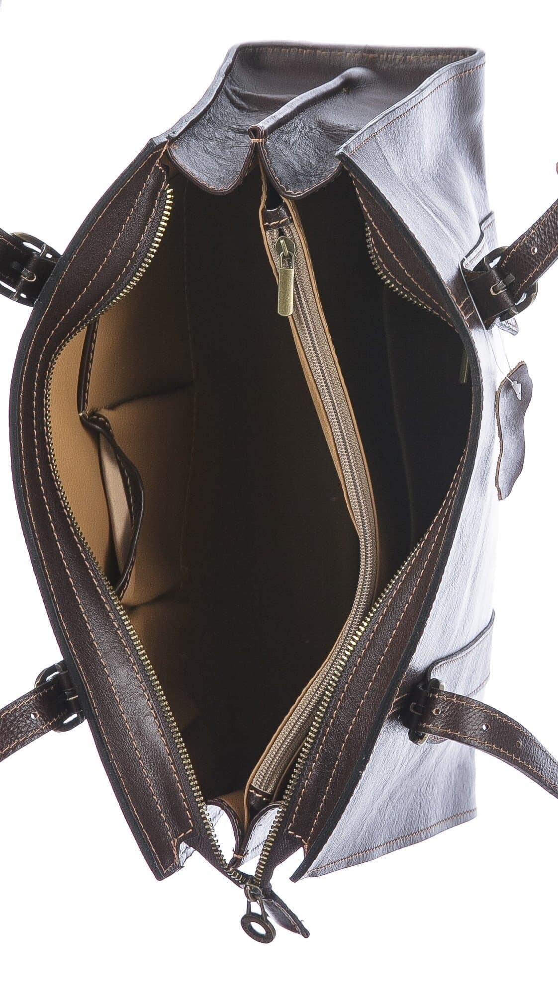 MARINA : borsa donna a spalla in cuoio, colore : TESTA MORO, Made in Italy