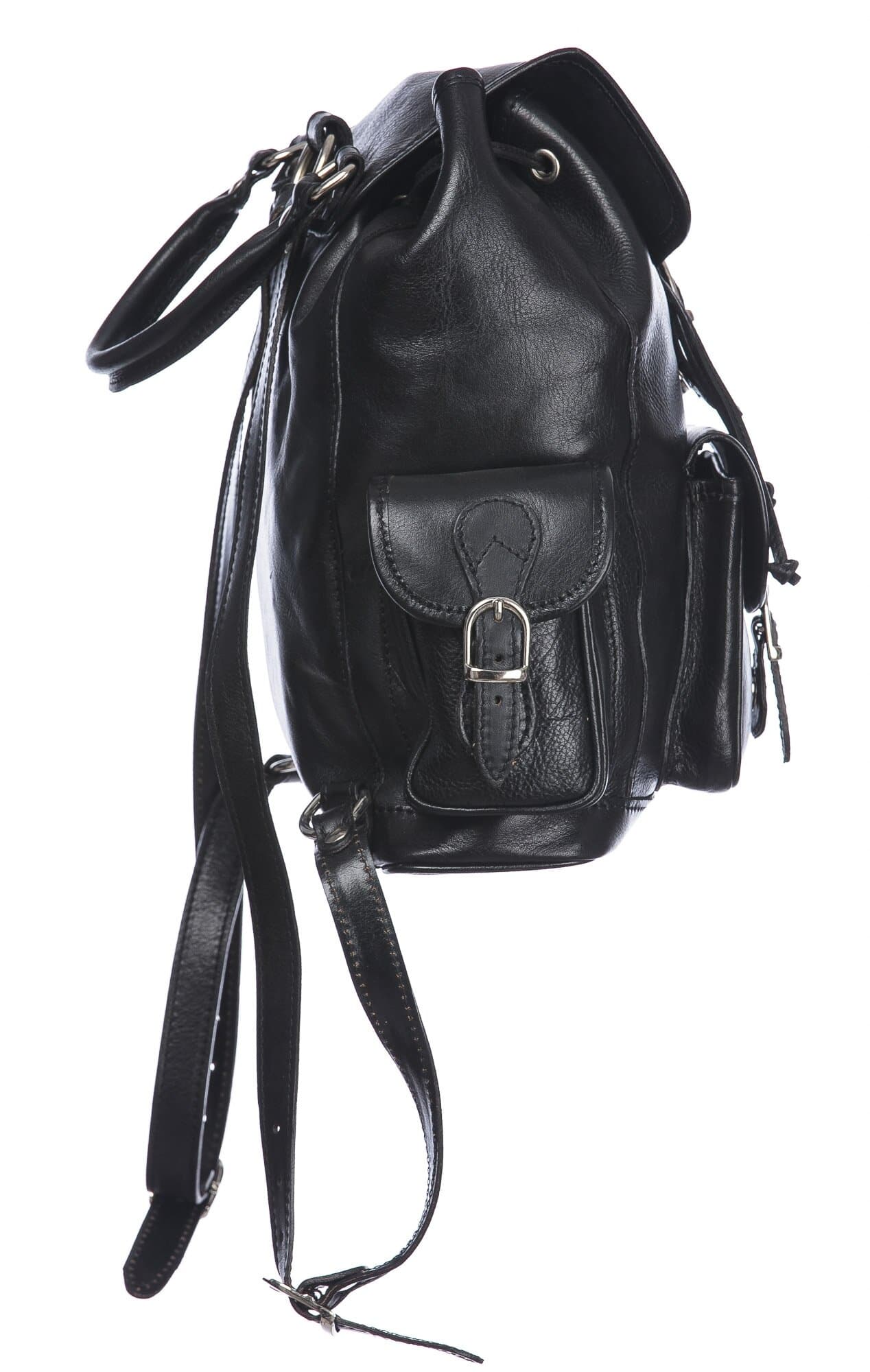 Borsa zaino donna MONTE FALTERONA, in vera pelle sauvage, NERO, CHIAROSCURO, Made in Italy