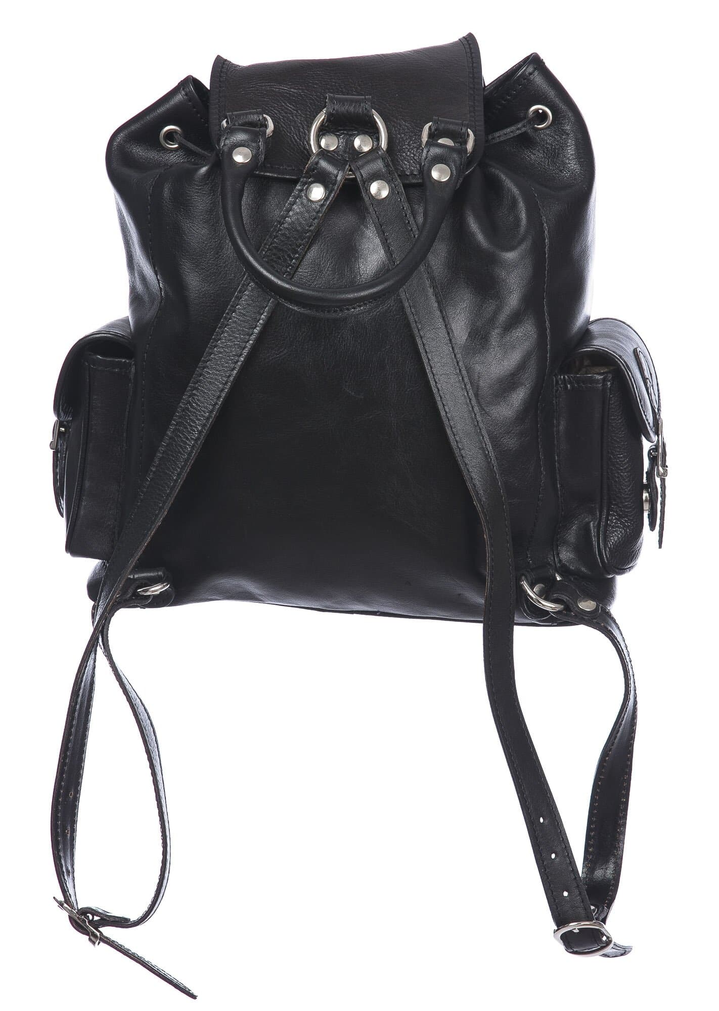 Borsa zaino donna MONTE FALTERONA, in vera pelle sauvage, NERO, CHIAROSCURO, Made in Italy