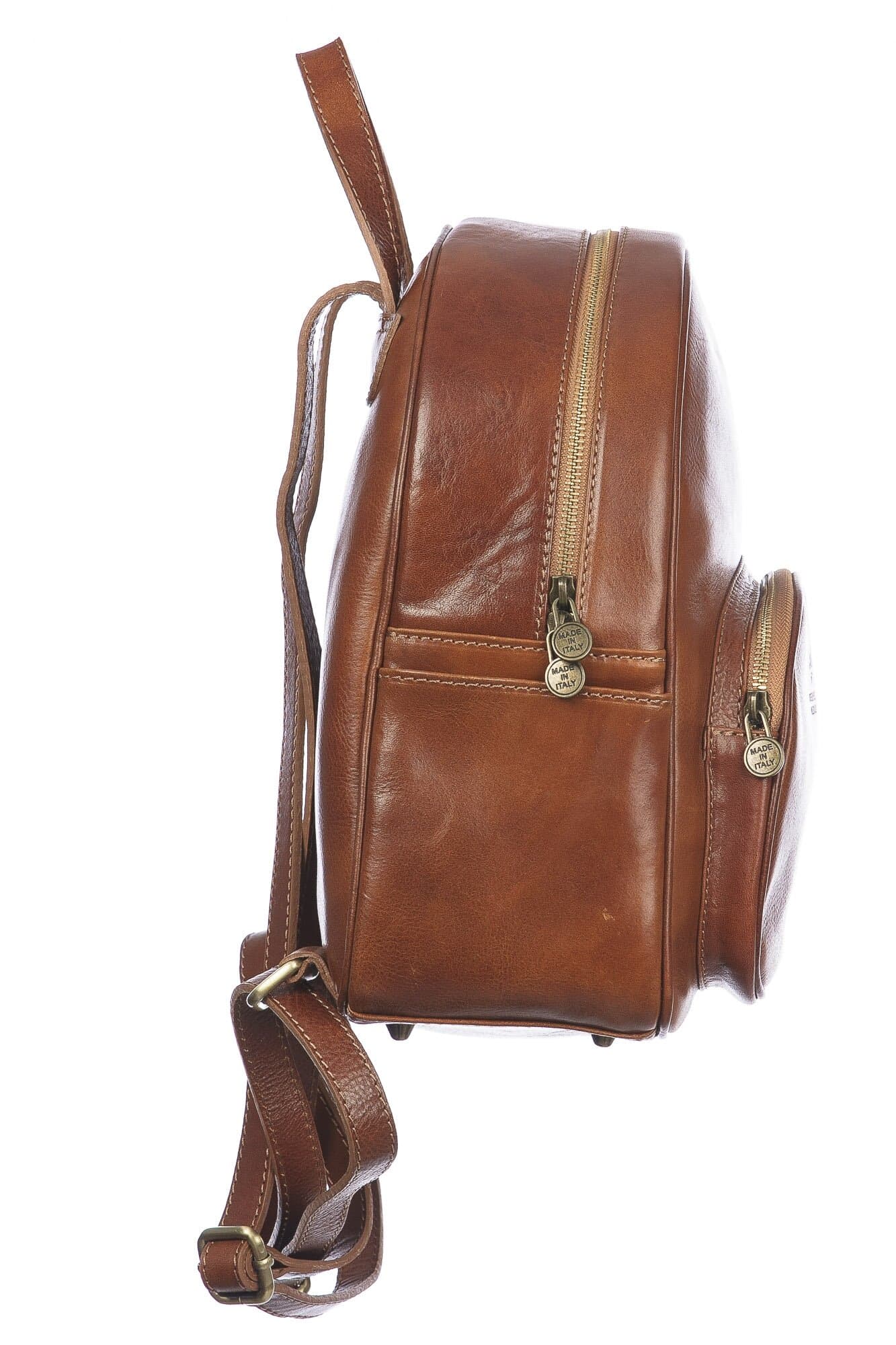 Borsa zaino donna in vera pelle MONTE VISO, colore MIELE/CUOIO, CHIAROSCURO, MADE IN ITALY
